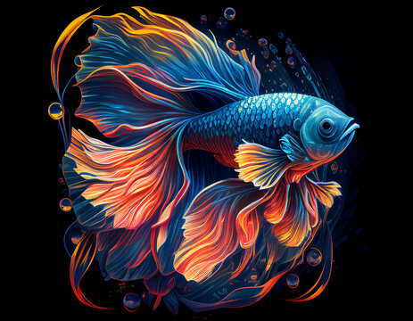 Beta Fish with primary colors 