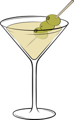 Dry Martini Cocktail vector illustration