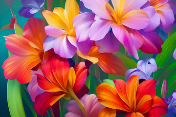 Colorful and Lush: A Stunning Bouquet of Tropical Blossoms