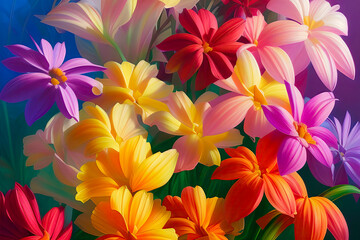 Fototapeta na wymiar A Sharp Focus on Beauty: A Colorful Bouquet of Exotic Blooms
