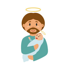 S&atilde;o Jose e menino Jesus - ilustra&ccedil;&atilde;o vetorial