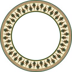 Vector colorful round byzantine ornament. Circle, border, frame of ancient Greece and Eastern Roman Empire. Decoration of the Russian Orthodox Church..