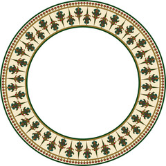 Vector colorful round byzantine ornament. Circle, border, frame of ancient Greece and Eastern Roman Empire. Decoration of the Russian Orthodox Church..