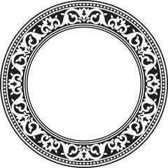 Vector monochrome black round turkish ornament. Endless ottoman national border, frame..