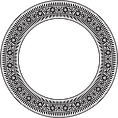 Vector round national Indian ornament. Monochrome black circle border, frame, ring..