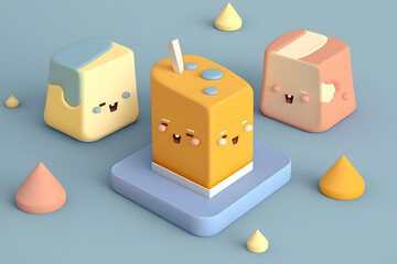 Obraz premium Tiny cute isometric design delicious cheese emoji 3d render made with Generative AI