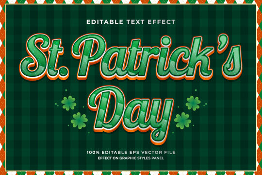 decorative editable st patricks day text effect vector design