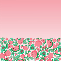 Fresh fruits pink background Vector illustration. Website banner template	
