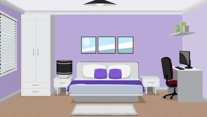 Bedroom with nightstand and computer desk