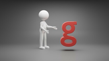 3d person with letter