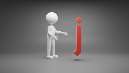 3d person with letter