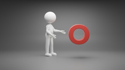 3d person with letter