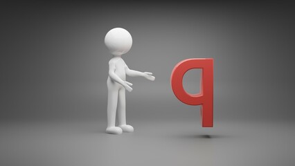 3d person with letter