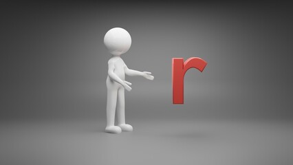 3d person with letter