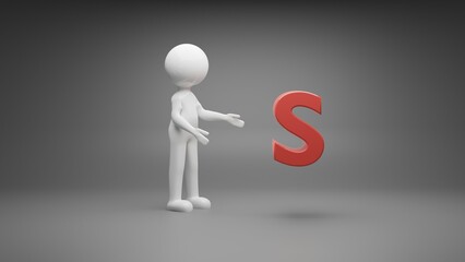 3d person with letter