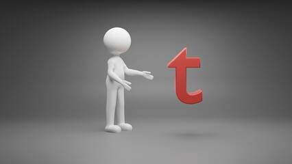 3d person with letter