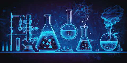 Science blue background. Generative AI