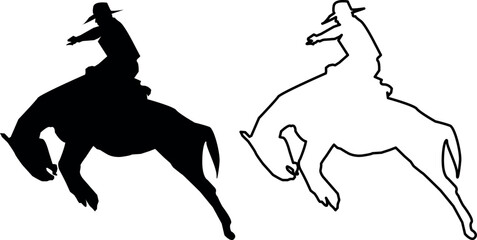 Rodeo Cowboy Western Vector Silhouettes Isolated On White Background