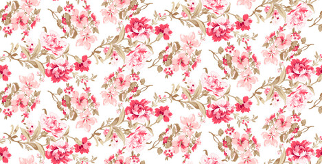 Flowers pattern.Silk scarf design, fashion textile
