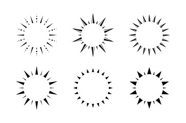 Sun Rays Sunburst Icon Vector Set. Simple minimal modern design.