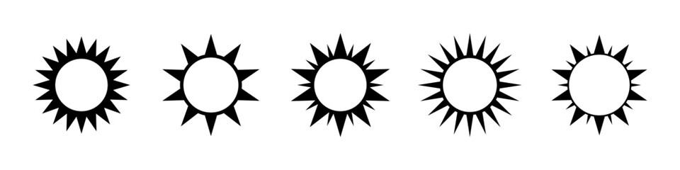 Sun Rays Sunburst Icon Vector Set. Simple minimal modern design.
