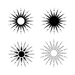 Boho celestial sun star icon logo. Simple modern abstract design for templates, prints, web, social media posts