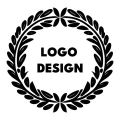 Wreath monogram vector logo, Laurel, Floral, hand drawn, wedding wreath vector illustration.