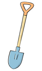 cute hand drawn garden shovel. PNG spring and gardening doodle, clip art, sticker, etc. 