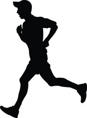 man running in cap running black silhouette