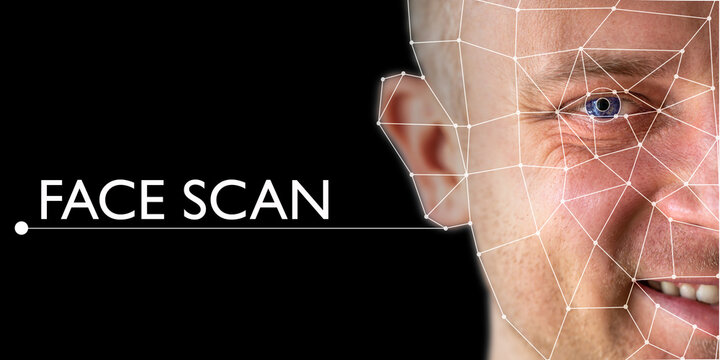 Gesichtserkennung mit künstlicher Intelligenz dargestelt mit einem männlichen Gesicht
