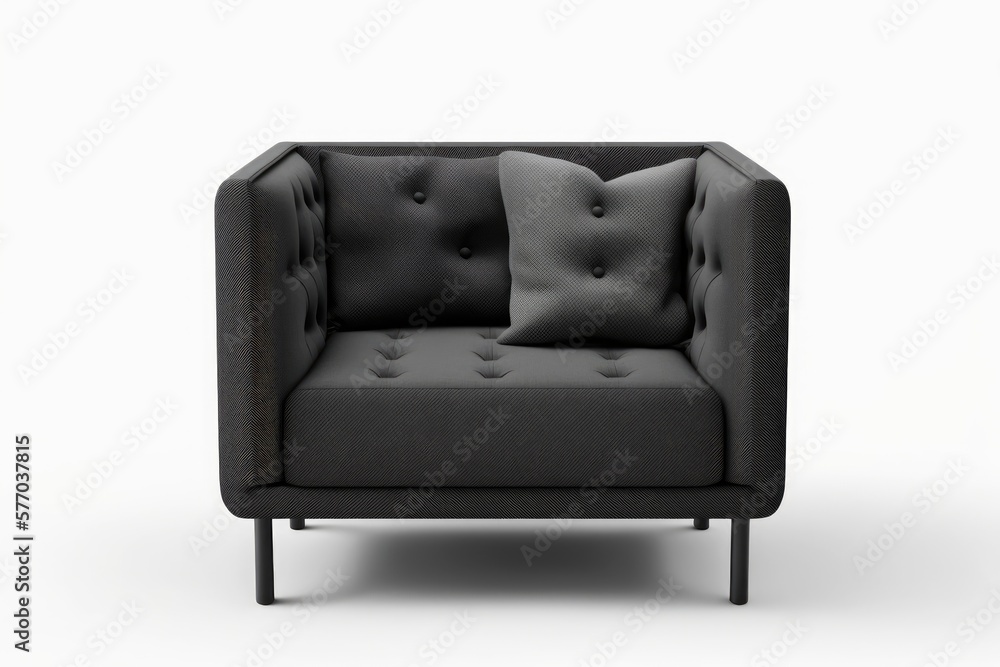 Aufkleber one sofa against a white background. to include the clipping path feature. generative ai
