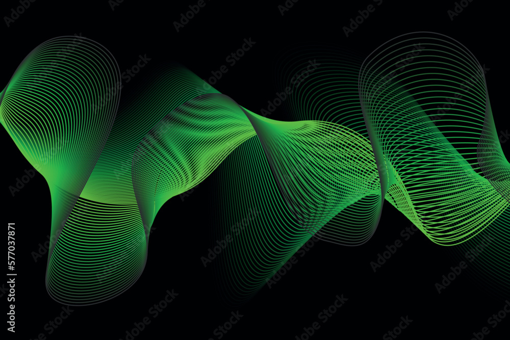 Poster green and black wave abstract background, suitable for landing page and computer desktop background.