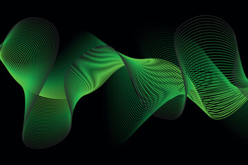 green and black wave abstract background, suitable for landing page and computer desktop background. 3d vector