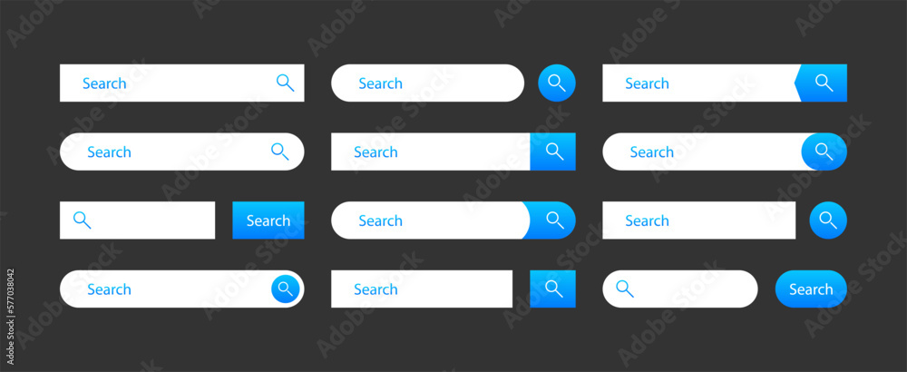 Poster search bar for user. collection of elements for website interface design. search form or navigation 