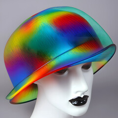 Eine hübsche Frau mit einem bunten Hut - Creative Trend: Psychic Waves - (Generative AI)