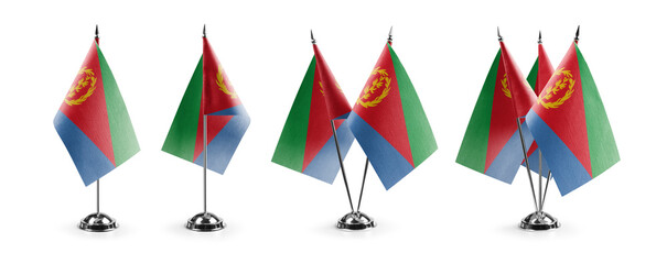 Small national flags of the Eritrea on a white background