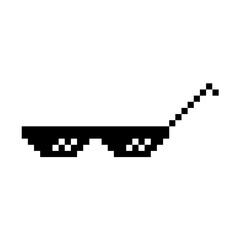 Funny Pixelated Sunglasses. Simple Linear Logo Illustration of 8-bit Black Pixel Boss Glasses. Art Style Trend Modern Logotype Graphic - Isolated on White Background