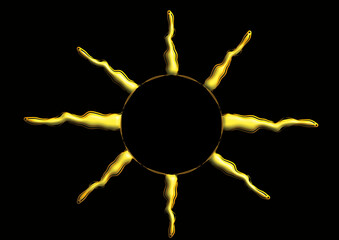 Abstract farbige Grafiken auf schwarzem Hintergrund, mit einer kreisrunden Fl&auml;che f&uuml;r Beschriftungen.