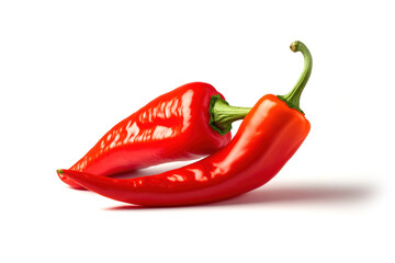 Fresh Red Chili Peppers - Isolated on White Background Generative AI