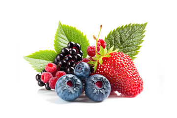 Delicious Fresh Berries - Isolated on White Background Generative AI