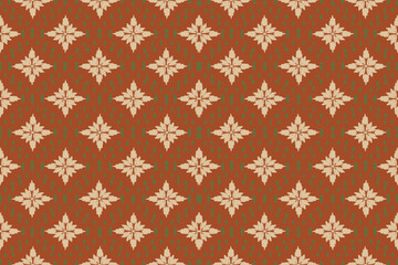 African Ikat paisley embroidery on brown background.geometric ethnic oriental seamless pattern traditional.Aztec style abstract vector.design for 