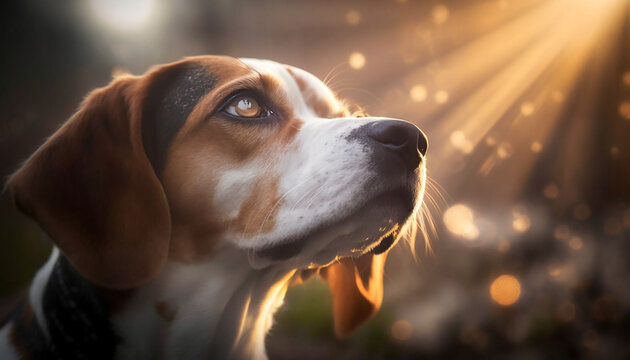 Portrait of a Beagle. Beautiful pet and family photos, wallpaper, poster created with help of generative ai.