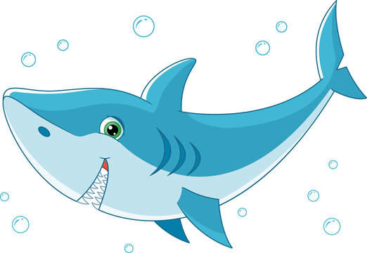 Cute shark swimming cartoon illustration