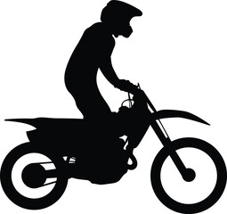 enduro athlete on bike rides motocross black silhouette