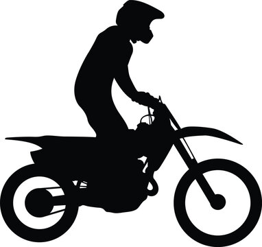 recommend clip art: enduro athlete on bike rides motocross black silhouette