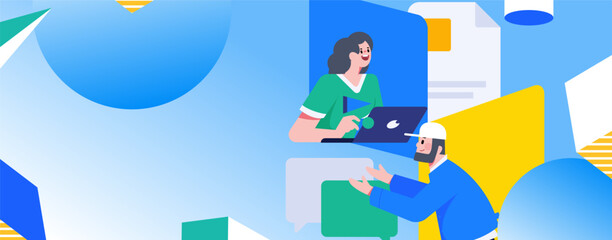 Business People Flat Vector Concept Operation Hand Drawn Illustration
