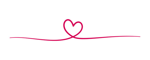 Divider with heart. Vector illustration. Isolated on white background