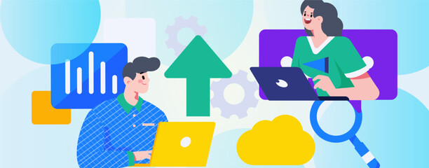 Business People Flat Vector Concept Operation Hand Drawn Illustration
