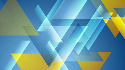 Blue orange glossy triangles abstract technology background