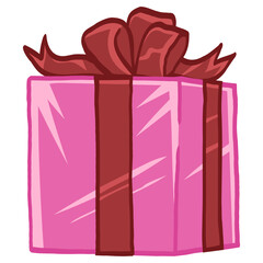 Pink Gift Box, Christmas Surprise Box, Birthday Celebration, Special Give Away Package, Reward, Wonder Vector Icon Drawing Illustration